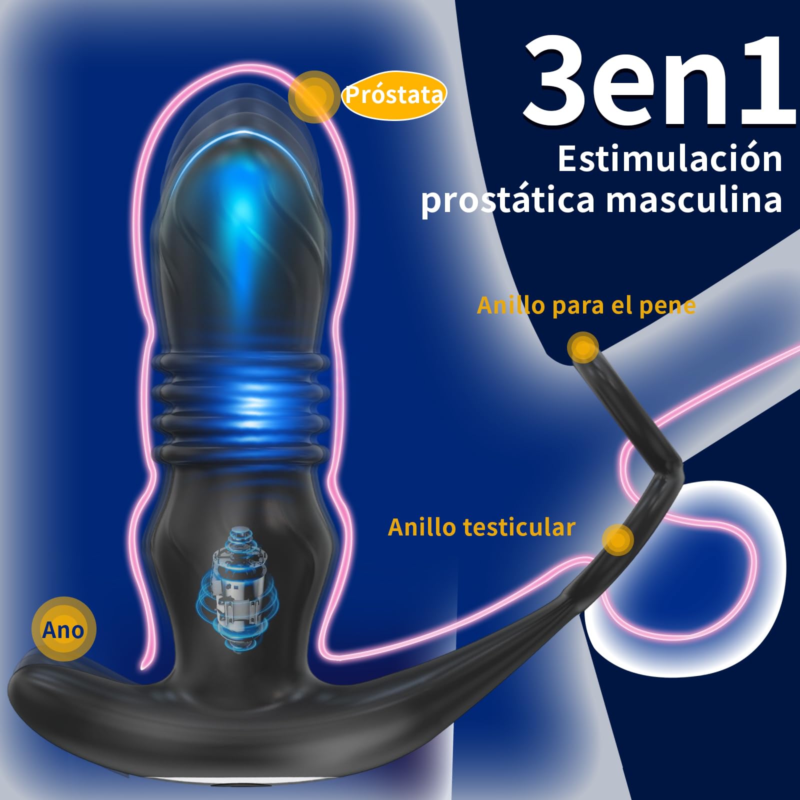 Estimulador Prostata Juguetes Sexuales Hombre con Plug Anal Anillo Vibrador Mando Distancia Consoladores.. Para Hombre con Vibración App Cock Ring Vibradorador Dildo Anal 9 Modo Telescópicos Vibración
