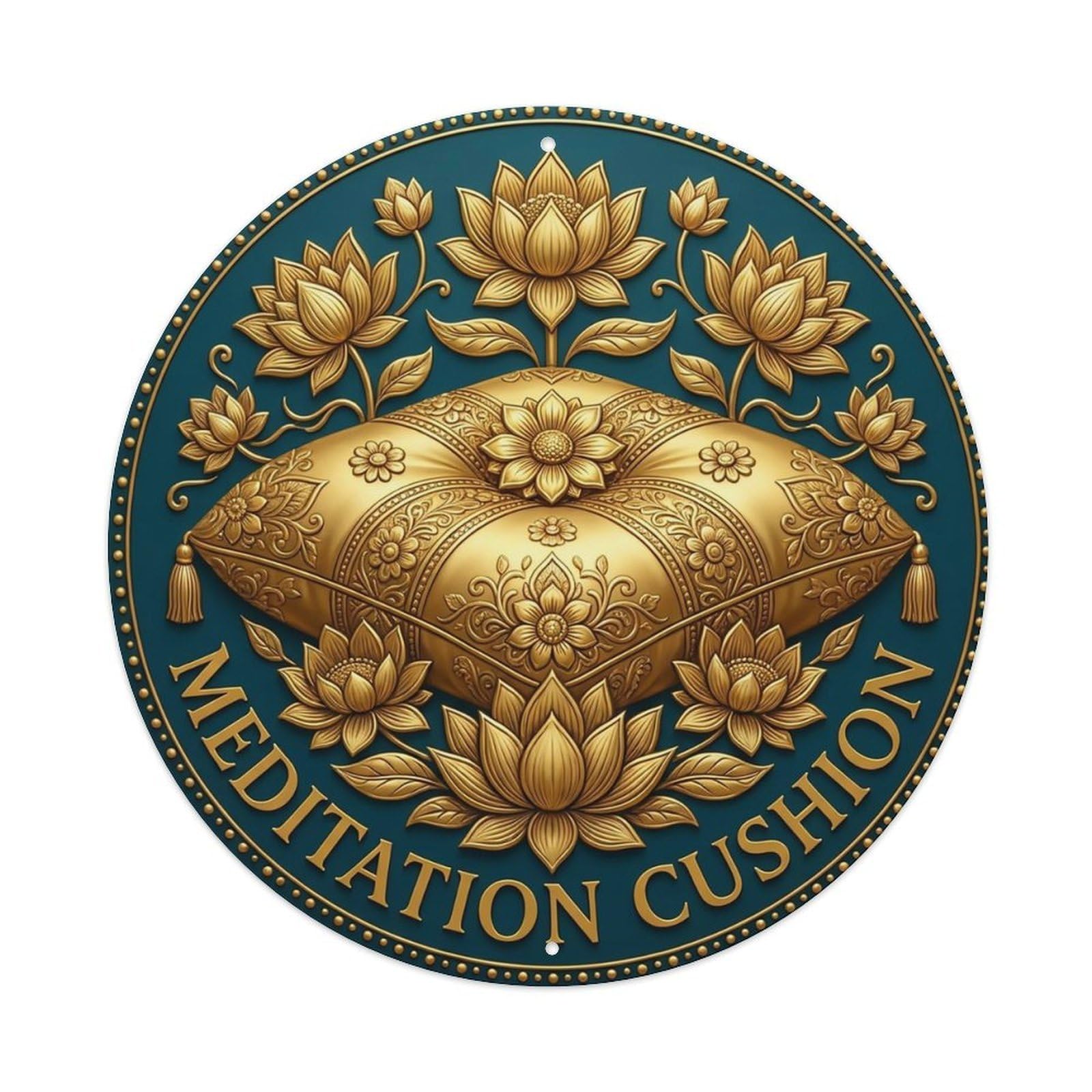 Vintage Meditation Cushion Flower Zen Yoga Metal Tin Sign