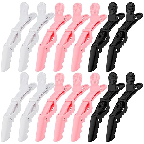 Ondder Paquete de 14 pinzas de pelo de cocodrilo para peinar seccionar, pinzas de pelo profesionales para peluquería para teñir el cabello, cortar,