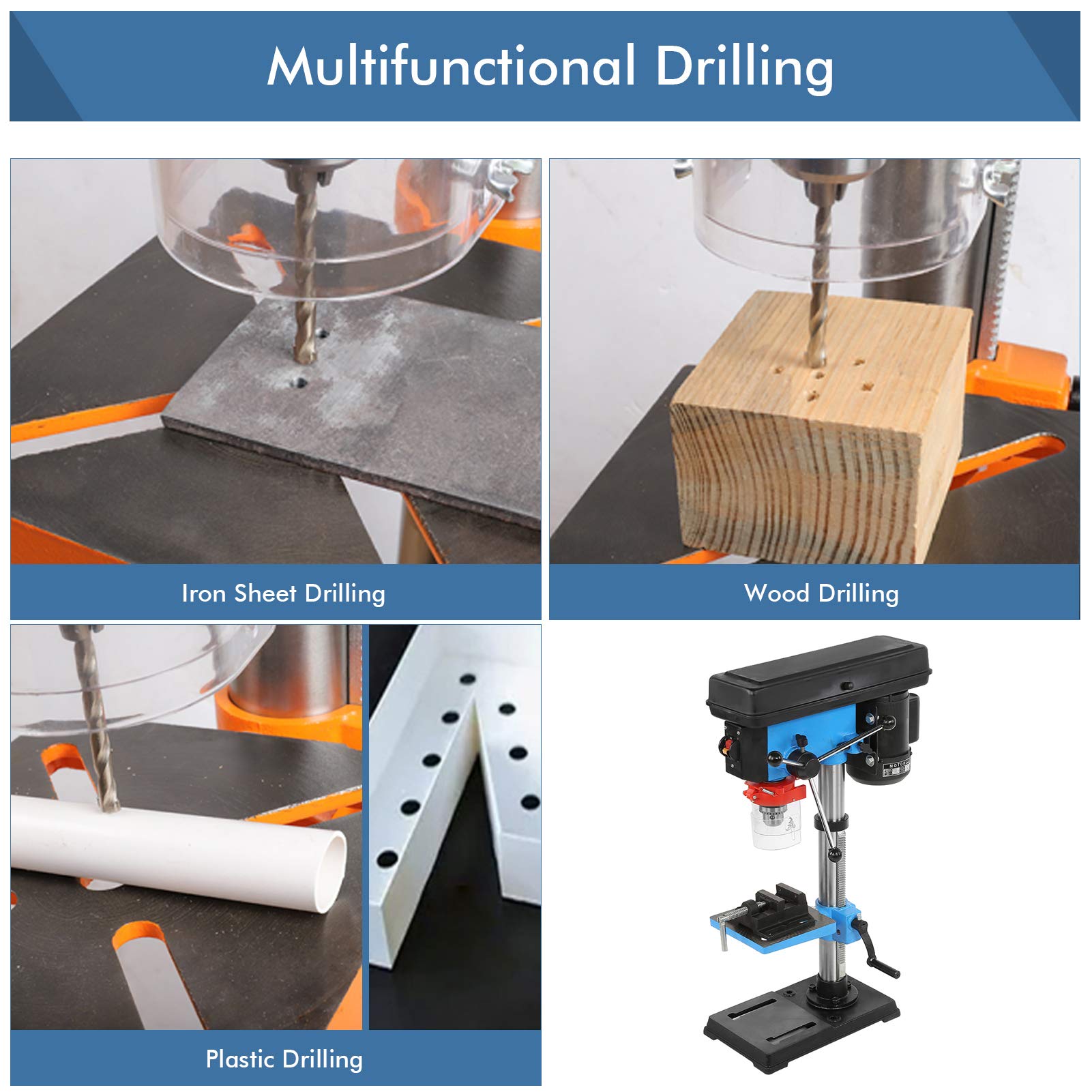 9 Speed Drill Press Stand, Electric Industrial Grade Benchtop Drill