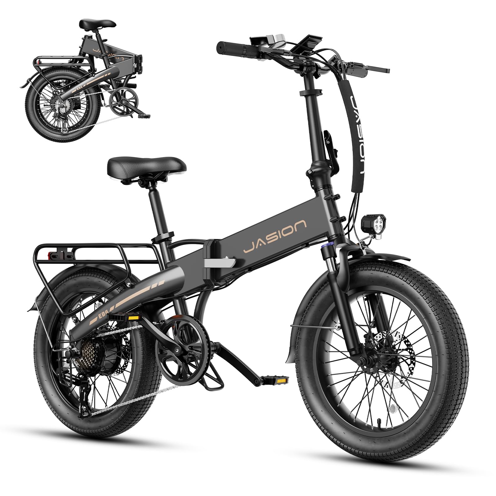Jasion EB6 Foldable Electric Bike for Adults, Built-in 48V Lithium Battery