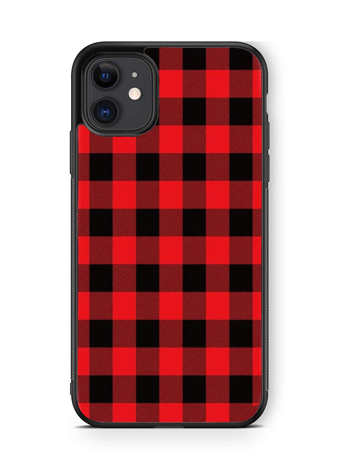 XUNBOTINGS for iPhone 12/12 pro Case -Red and Black Plaid Christmas Personalized Decorative Design Patterns -Soft TPU Luxury Tempered Mirror Protective iPhone Case (for 12/12 pro)