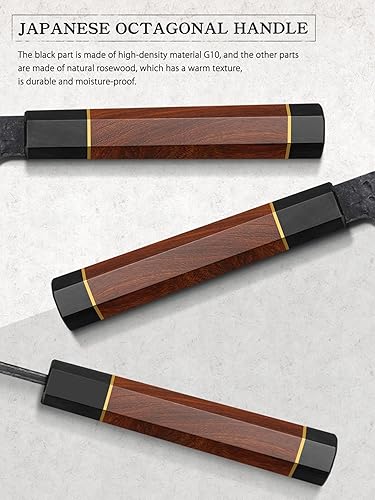 Miniatura 5 de HOSHANHO Juego de 7 piezas de cuchillos con bloque magnético, juego de cuchillos de cocina de acero de alto carbono japonés, juego de cuchillos