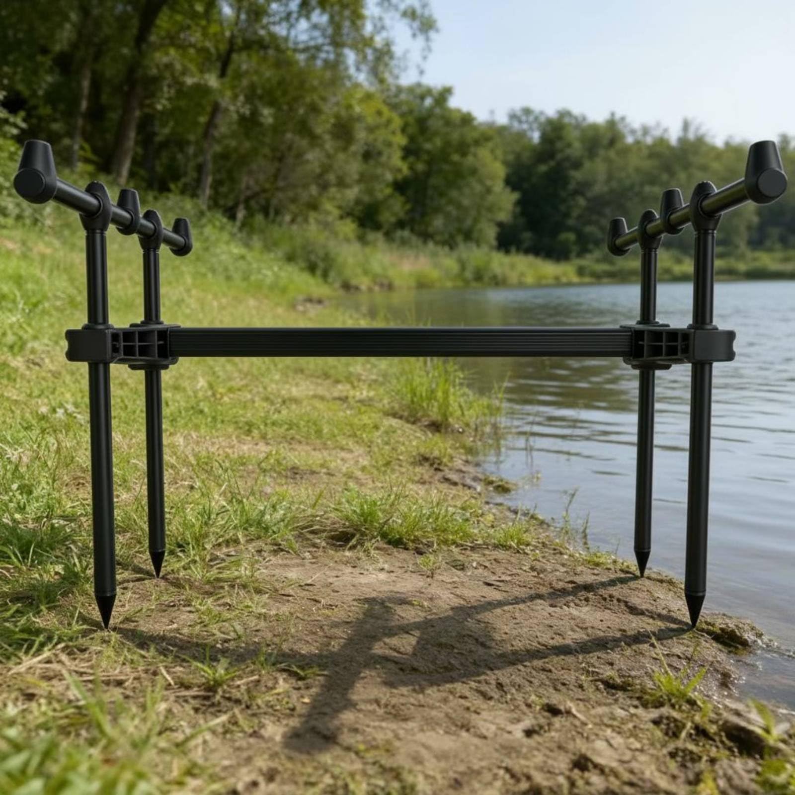 Baoblaze Fishing Rod Stand Portacanna Doppio a Picchetto con Forcella a V Stabilizzante Interfaccia Filettata Universale in Lega di Alluminio Adatto per Pesca da Riva Rive Lacustri Escursioni di Pesca