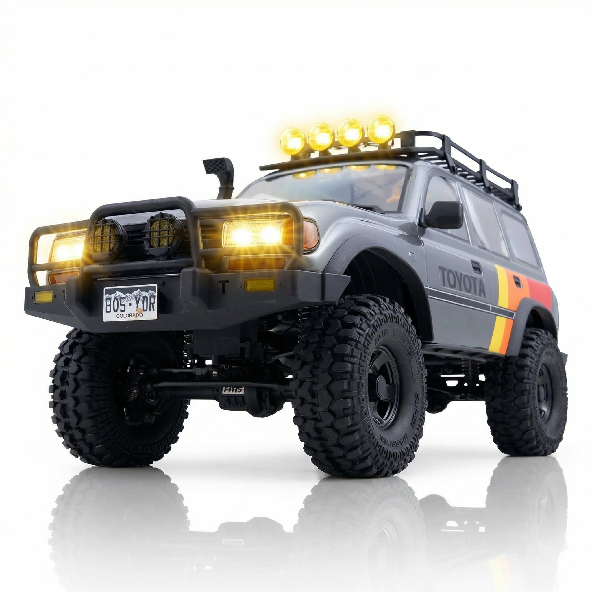 EAZYRC FMS FCX10 1/10 RC Crawler LC80 Pro-Official Toyota Licensed,High-Performance RC Rock Crawler 4X4,Two Speed Transmission,Metal Chassis,Realistic LED Lights,2.4GHz RC Car for Adults (GREY)