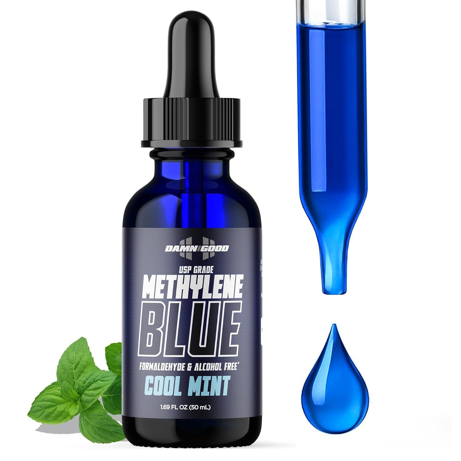 The Hodge Twins Damn Good Methylene Blue Drops – Pharmaceutical-Grade Energy Support Methylene Blue Supplement – Refreshing Potent Blue Drops for Men & Women - Cool Mint Flavoured