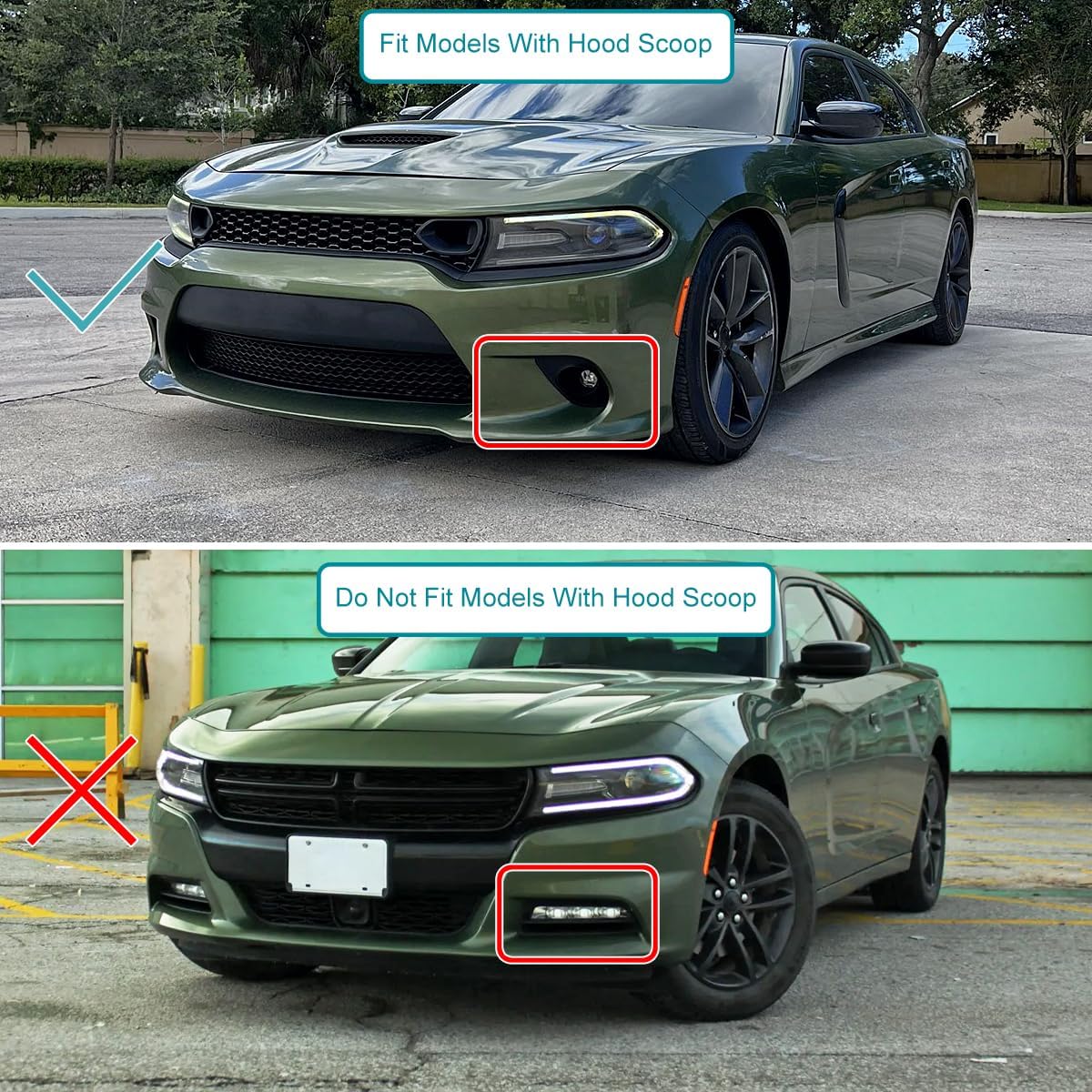 SPEC-D TUNING Chrome Fog Lights + H11 Bulbs Compatible with 2015-2020 Dodge Charger, L+R Pair Assembly