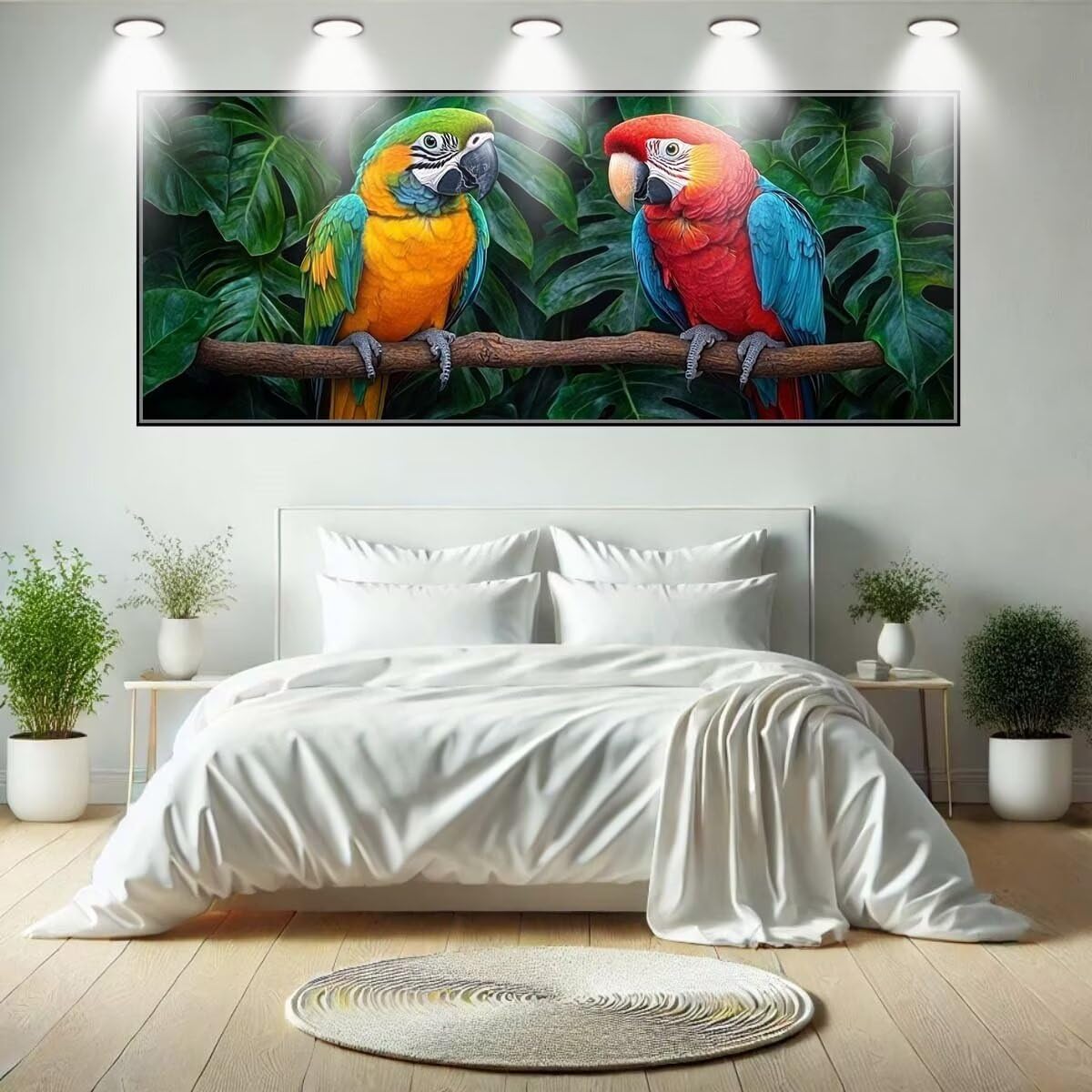 LeiDong Diamond Painting Erwachsene,5D Papagei,Tierdinge Diamant Painting Bilder für Kinder,DIY Diamant Kristall Strass Mosaik Kreuzstich Bastelset für Schlafzimmer Zuhause Dekor (70x200cm) 55F-14531