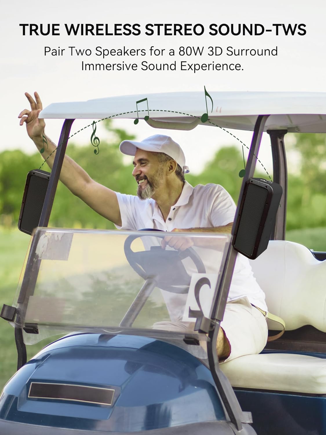 Magnetic Golf Speaker, Golf Cart Speakers Bluetooth - 40w Loud Bluetooth Speaker, Portable IPX7 Waterproof, Deep Bass, EQ, TWS, 30H Battery - Golf Accessories for Men - Image 6