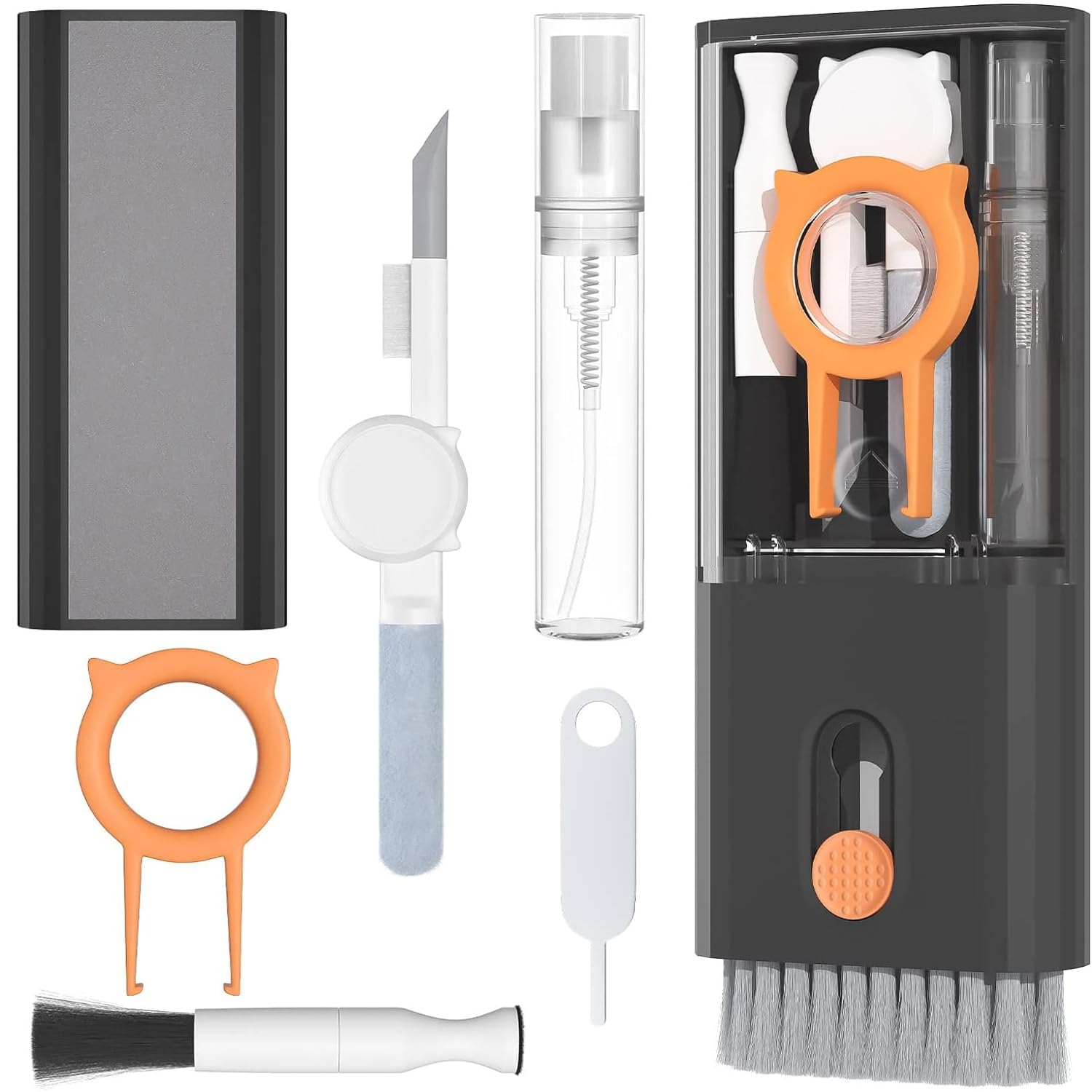 Yakiter 10-in-1 Electronic Cleaner Kit, Multi-Function Laptop Screen Keyboard Earbud Cleaner Kit, Cleaning Pen Brush Tool Key Remover for PC Monitor/Earbud/Phone/Computer/Bluetooth Earphones(Black)