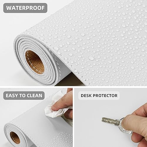Miniatura 5 de Protector de escritorio de cuero, tapete de escritorio grande con corcho natural y piel sintética, alfombrilla para mouse, alfombrilla de escritorio