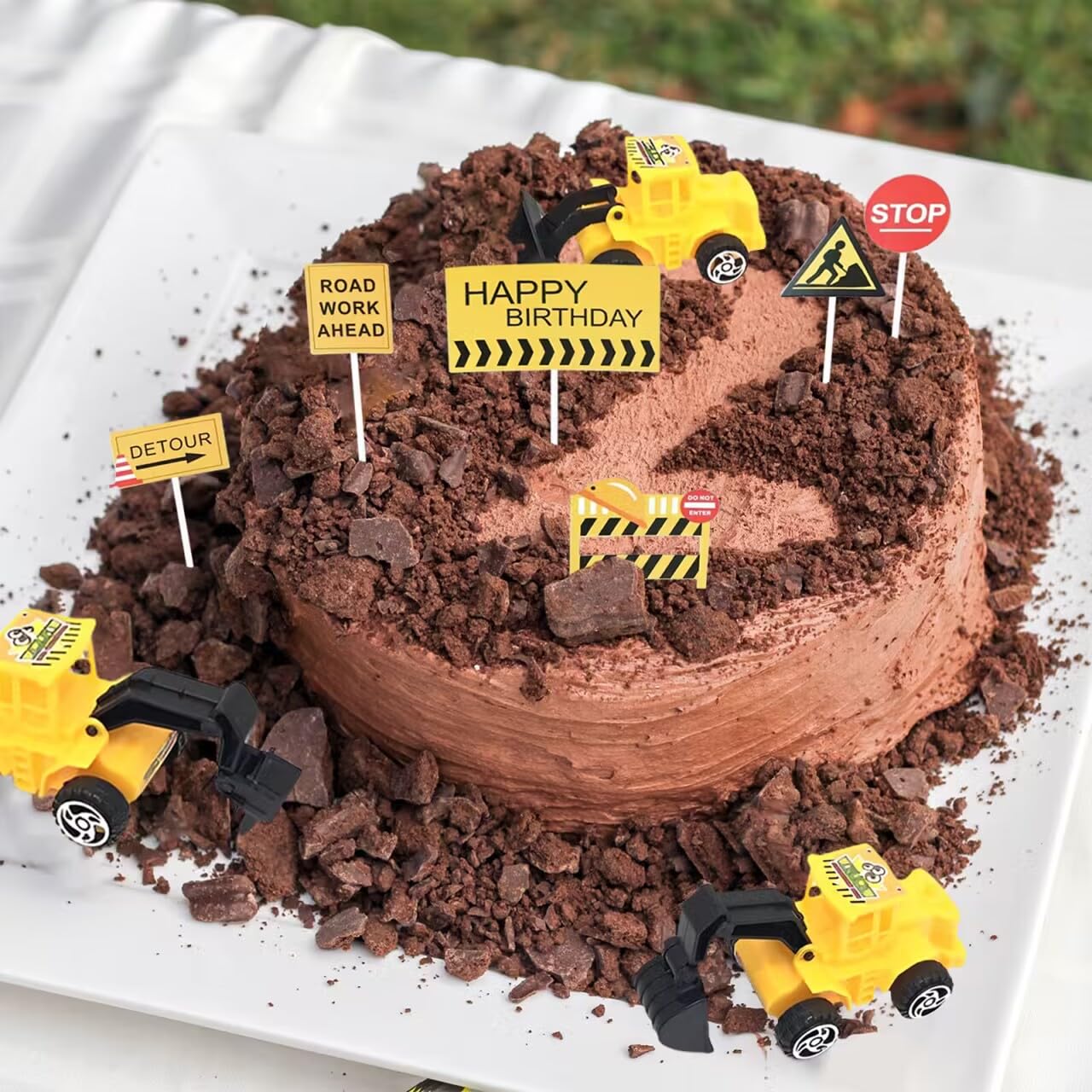 Ballon Tracteur 19 Décos Gâteau Chantier - Excavatrice Et Panneaux Pour Anniversaire Enfant Anniversaire 2 Ans