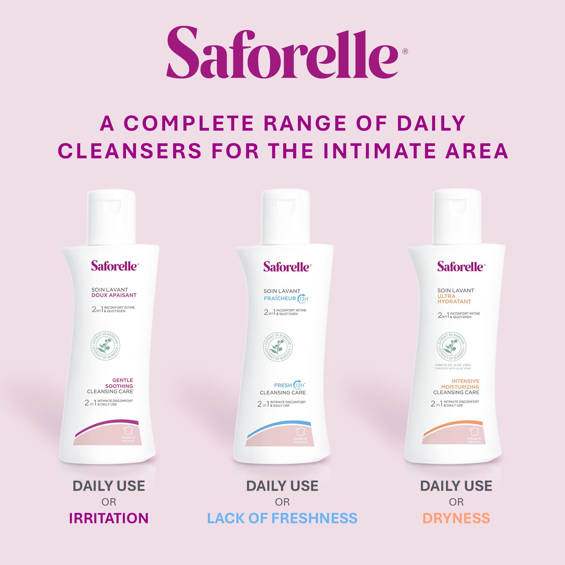 Saforelle Intensive Moisturizing Cleansing Care - 8.45 fl oz - Feminine Wash with Burdock Extract for Soothing Daily Cleansing