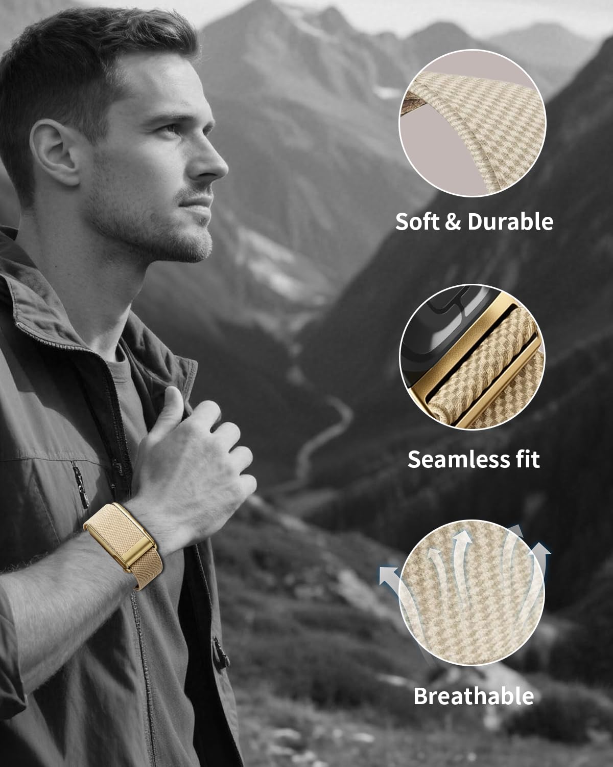 Bracelets de SuperKnit Nylon Sport Compatible avec WHOOP 5.0/MG Bracelet pour Hommes Femmes – Doux, Respirant et Confortable, Bracelets de Remplacement Réglables – Non Compatible avec La Génération 4