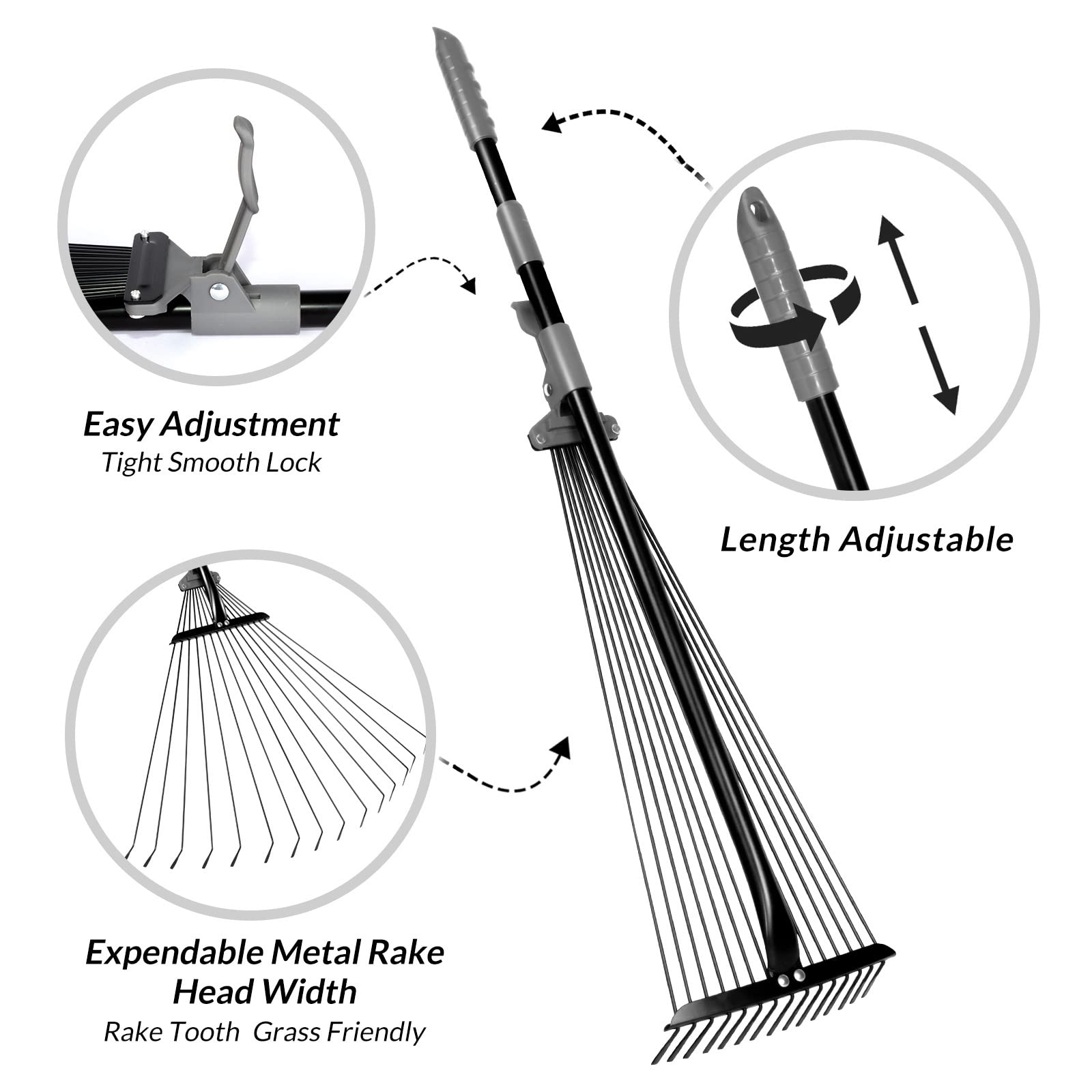 Snapklik.com : Walensee Garden Leaf Rake 64 Inch Adjustable Folding ...