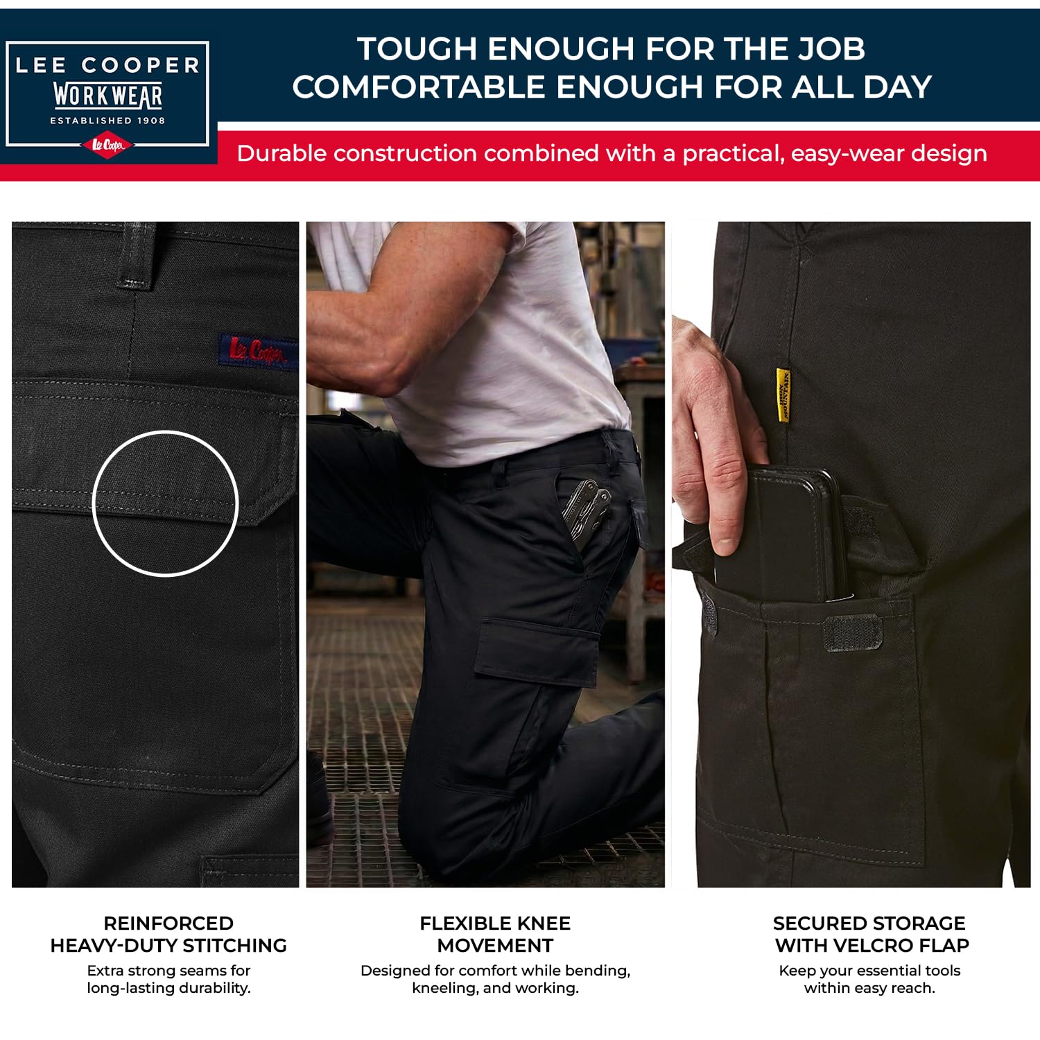 Lee Cooper Herren LCPNT205 robuste und Pflegeleichte Arbeitshose mit Mehreren Taschen