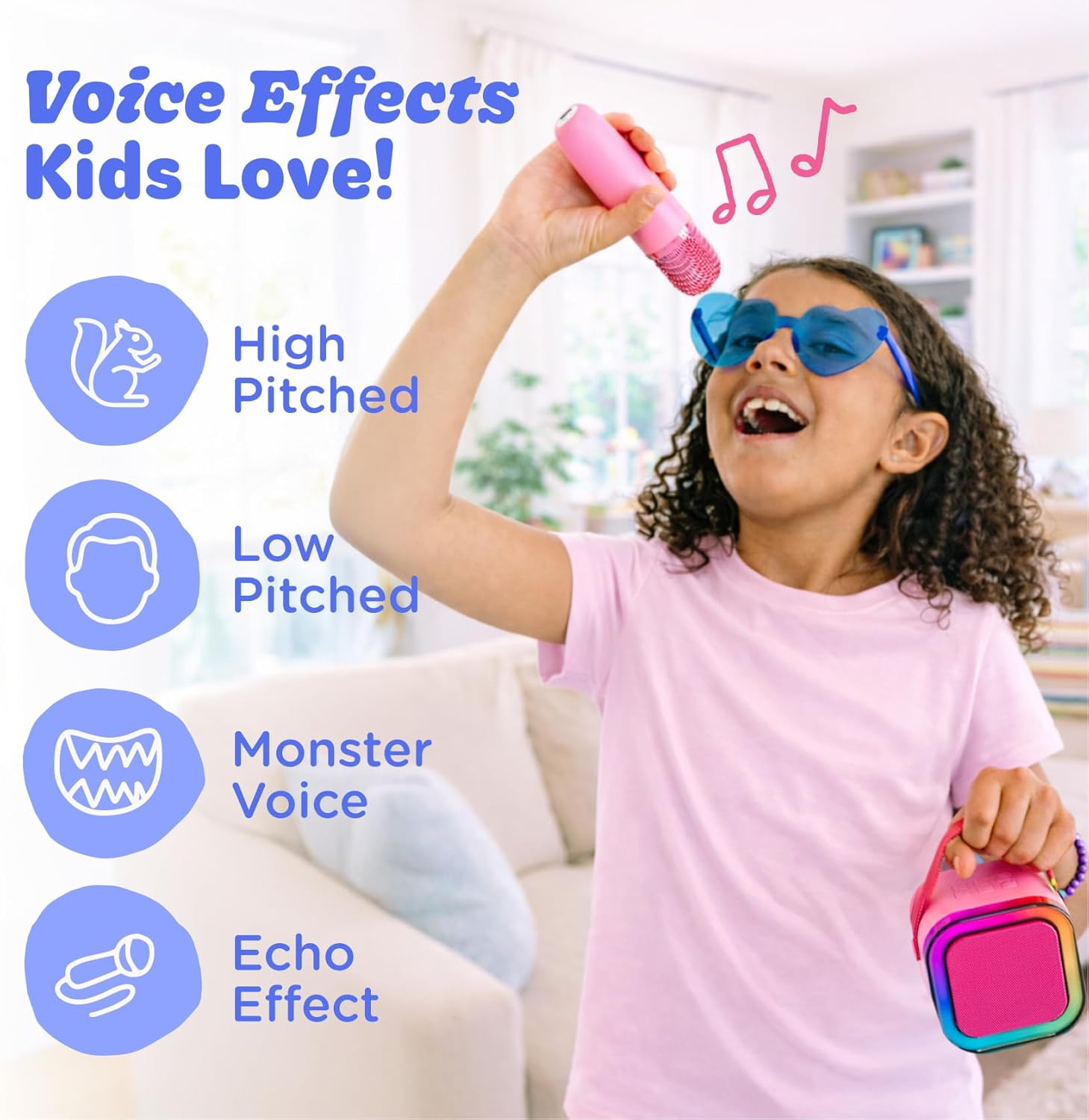 Move2Play, Karaoke Machine for Kids | Includes 20+ Kid Songs | 2 Microphones | Connect with Bluetooth | 3, 4, 5, 6, 7+ Year Old Gift | Toy for Girls, Boys, & Toddler | Birthday Present - Image 6