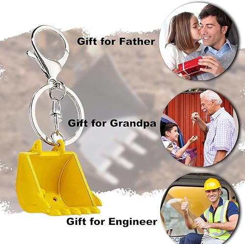 Miniatura 4 de Divertidos llaveros de cubo de excavadora de metal para hombre, llaveros únicos para automóvil, regalo de cumpleaños para hombres, niños, mochilas