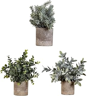 Sponsored Ad - kutuuhome 3 Pack Mini Potted Fake Plants Artificial Plastic Eucalyptus Plants for Home Office Desk Room Dec...
