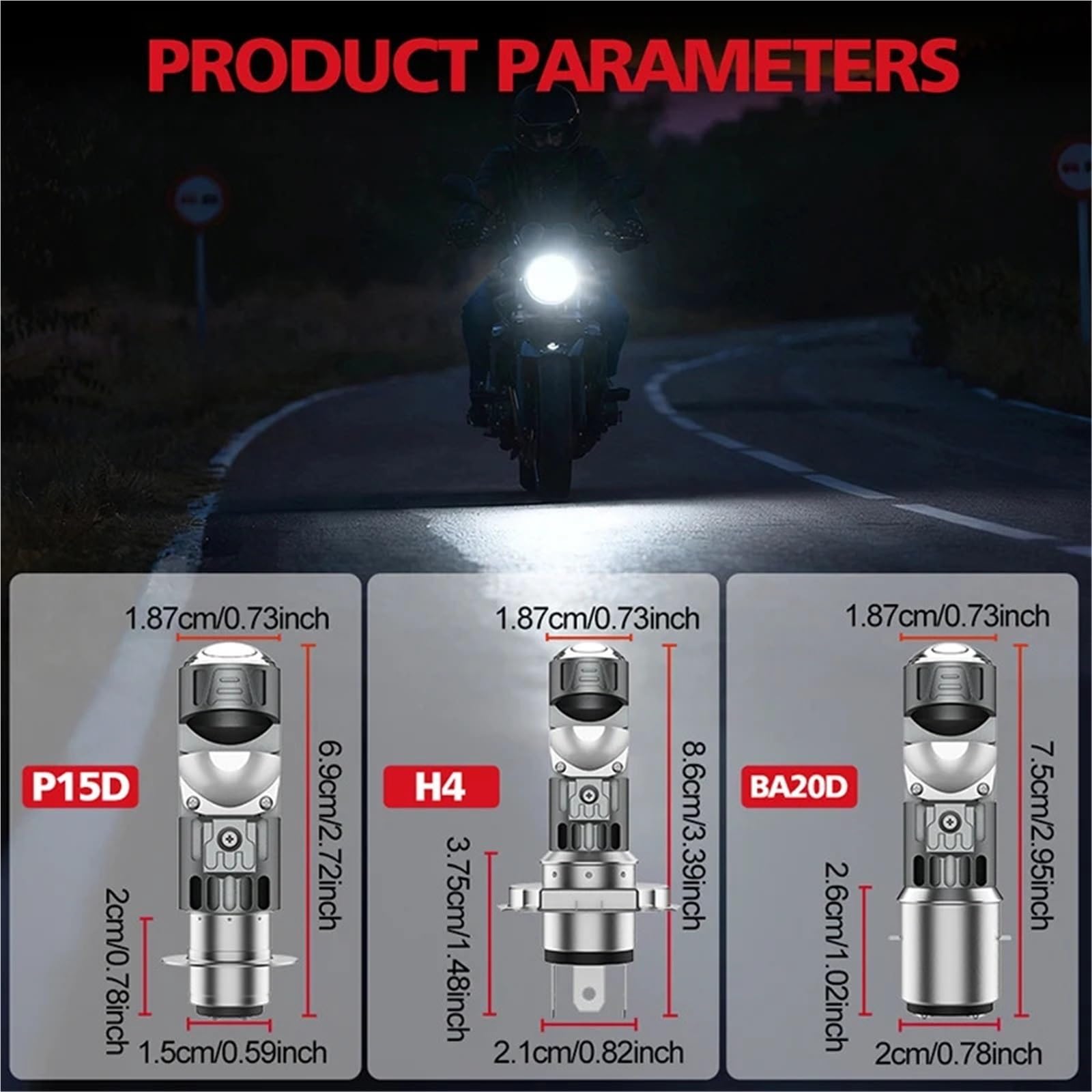 Reflektor motocyklowy LED H4 BA20D P15D 1:1 Części pasujące do reflektorów