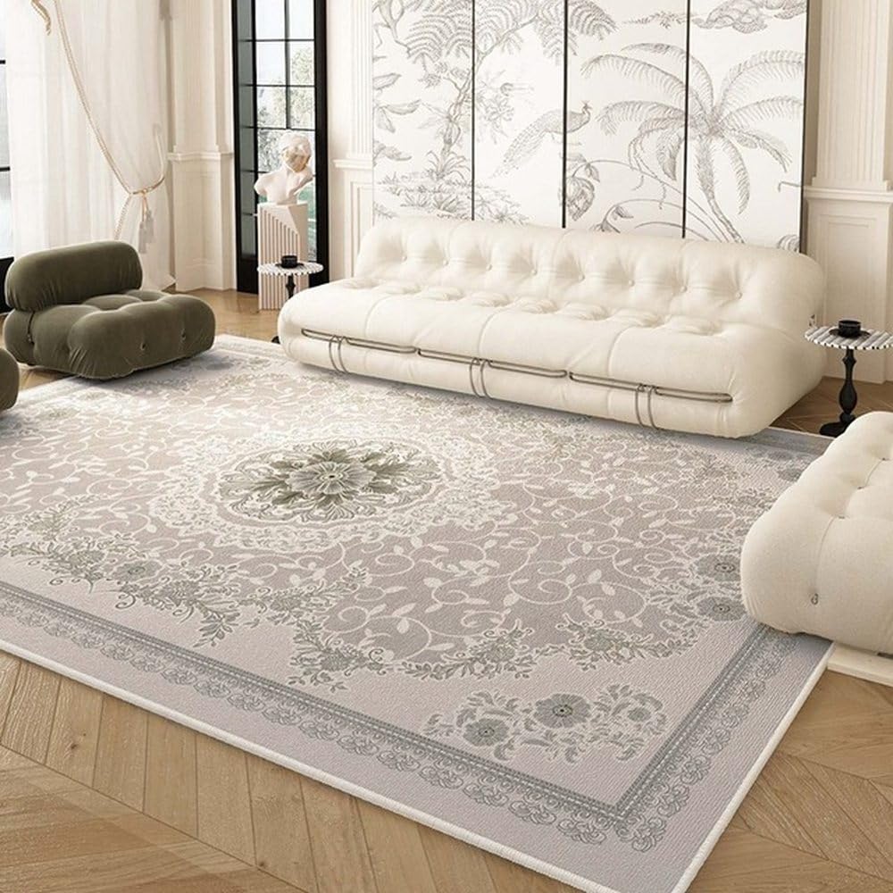 Tapis rétro Art Luxe pour salon chaleureux - Créez un coin chevet cosy et facile d'entretien