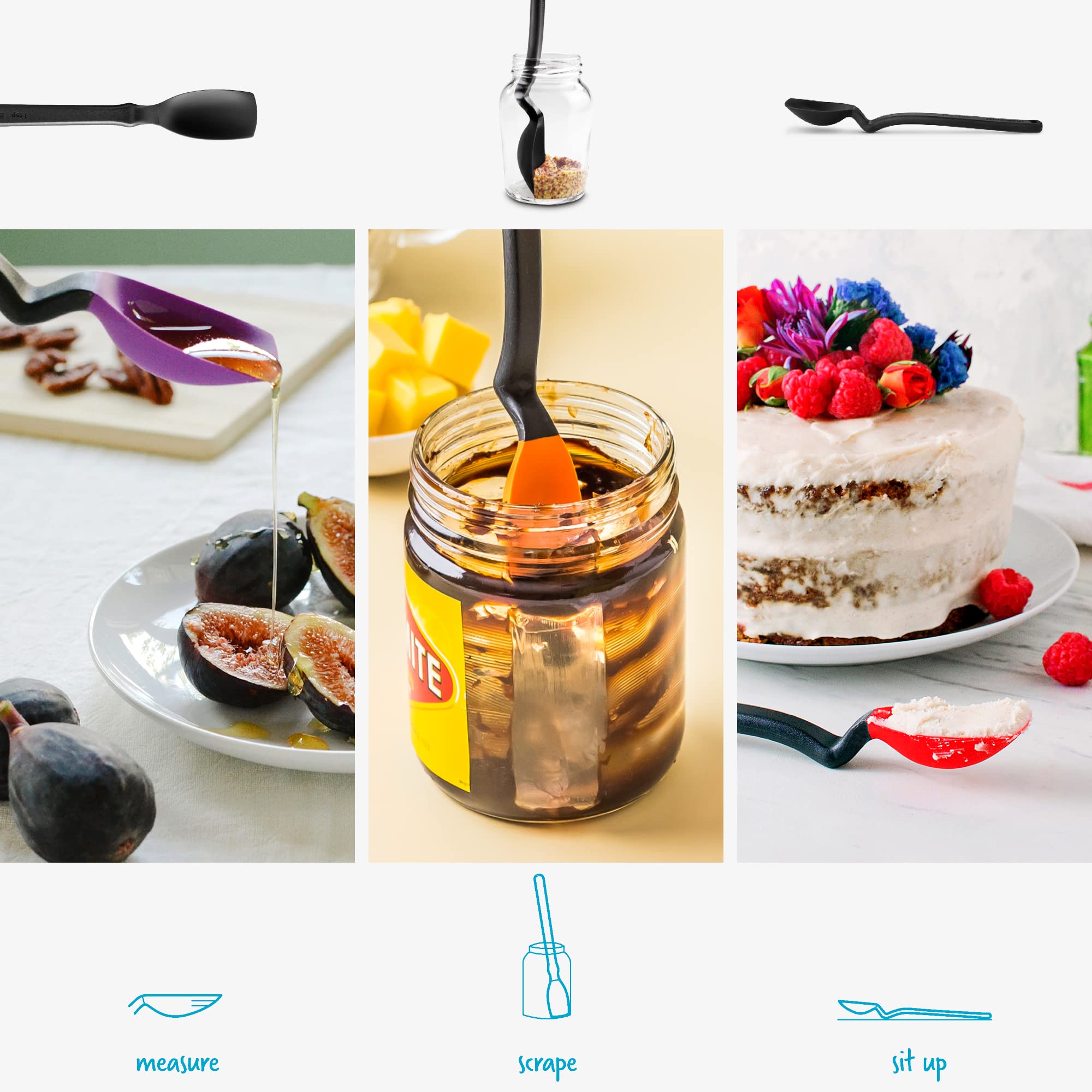 Dreamfarm Premium Multipurpose Spoon SUPOON, Mini Silicone Sit Up Scraping, Cooking, Mixing - Charcoal Black, 20cms | Non Stick Nylon Kitchen Tools, Dishwasher Safe | Crafted in Australia 1
