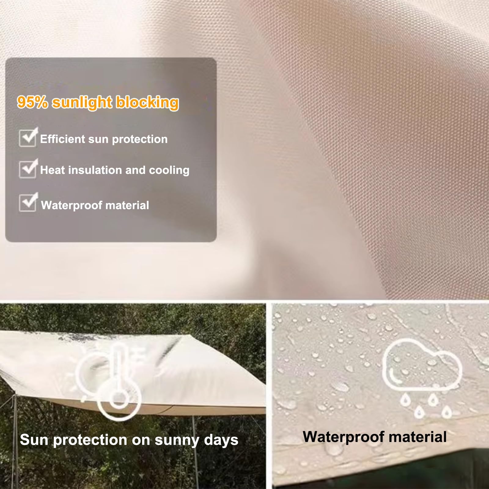 LYGBAOFUL Vela Parasole Rettangolare per Esterni, tettoia per da Sole, Tela Cerata Rinforzata, Copertura per Patio con Fibbia di Tipo D, Protezione UV, 2 x 4,5 m, Vela Parasole Impermeabile