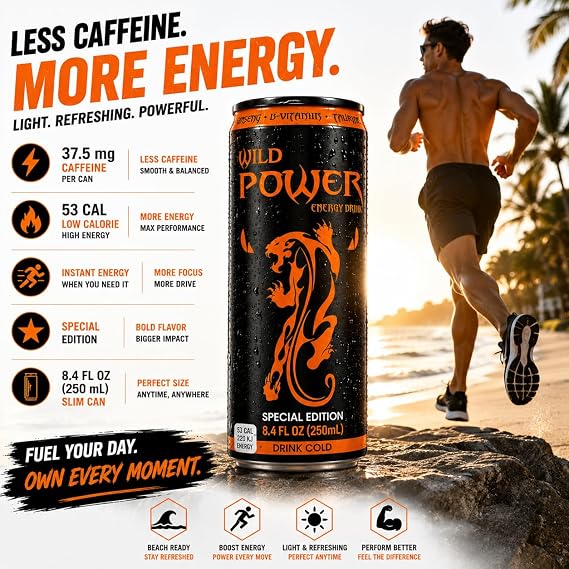 Wild Power Special Edition Energy Drink, 8.4 fl oz (250 mL) Slim Cans, 24 Pack