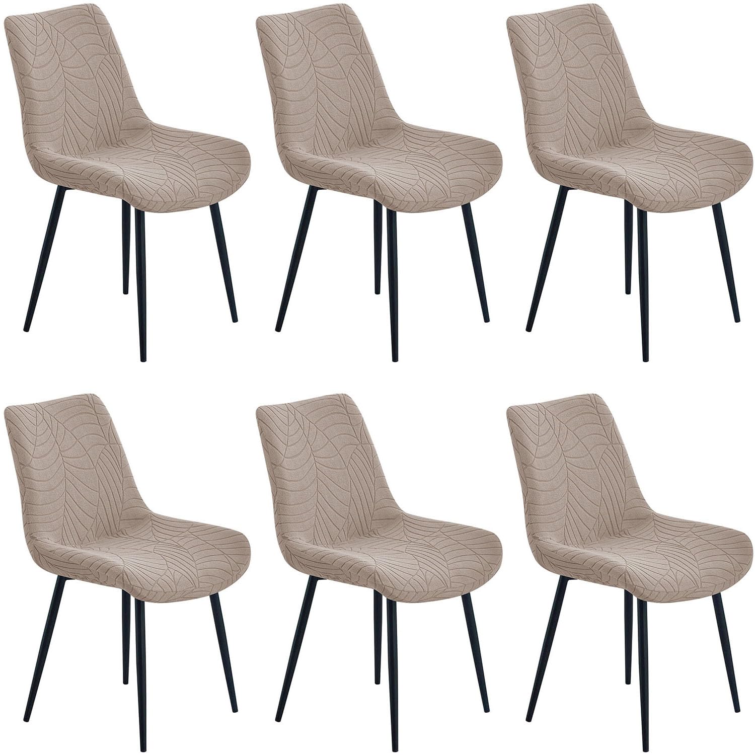 YOPOIY Modern Dining Chair Covers Mid Century Shell Chair Curved Back Slipcovers (Khaki,Set of 6)