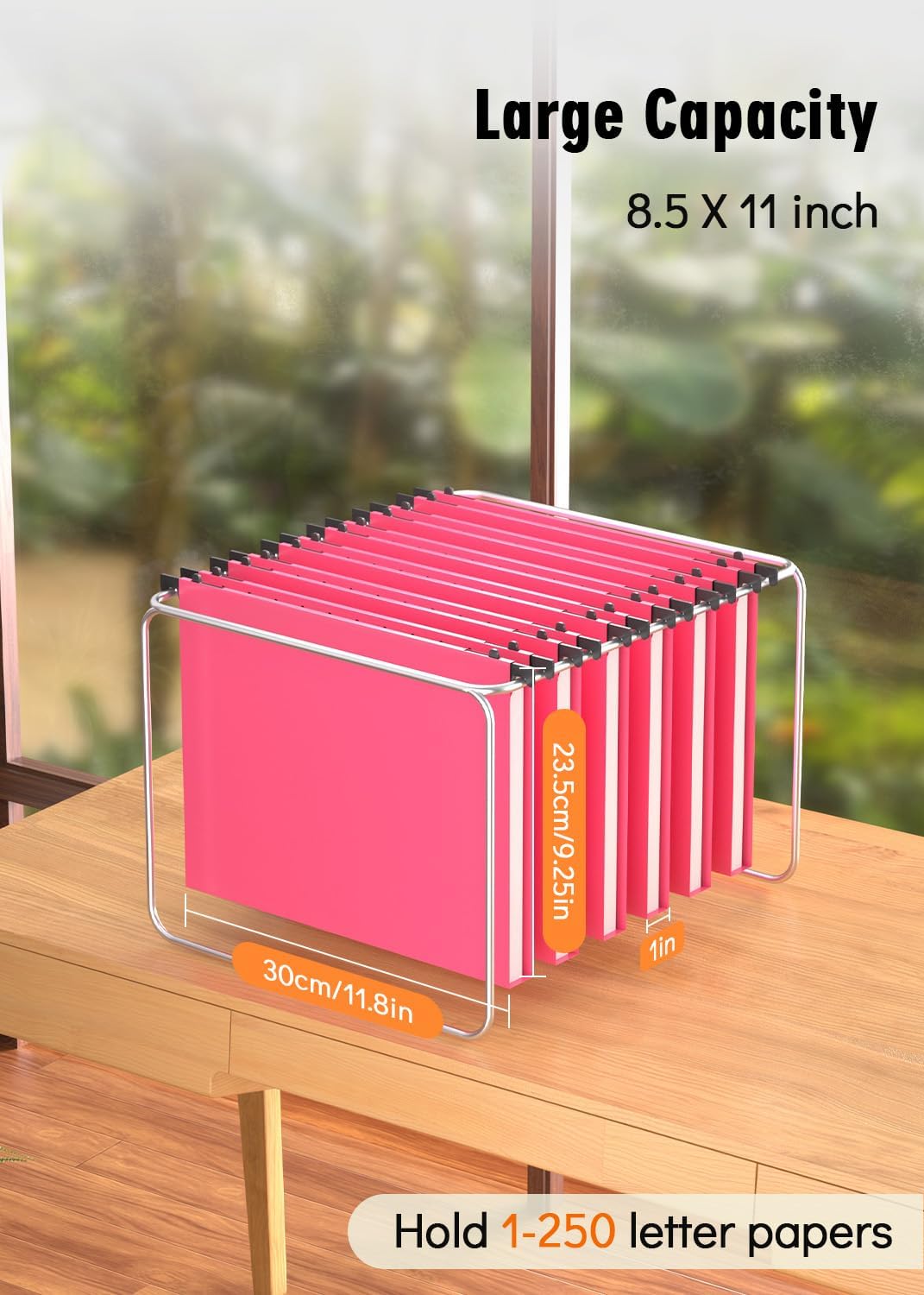 Extra Capacity Plastic Hanging File Folder, 12 Pack Reinforced Hang Folders Letter Size, Heavy Duty 1 Inch Expansion Filing Cabinet Folders, for Bulk Files, Medical Charts, Pink
