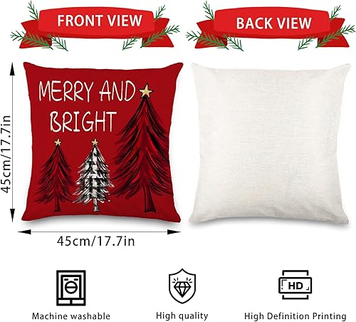 Miniatura 3 de 4 fundas de almohada rojas de Navidad de 18 x 18 pulgadas, fundas de almohada de invierno con lunares, decoración de lunares, fundas de cojín para