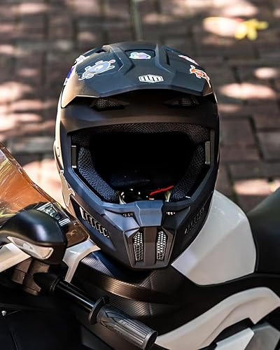 Miniatura 6 de ILM Casco de motocross para jóvenes con calcomanías, casco ATV para niños, motocross, BMX, motocicleta todoterreno con gafas, guantes, máscara DOT