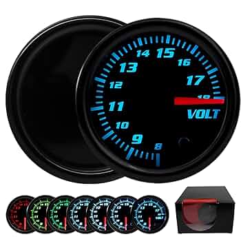 Amazon.co.jp: 7色電圧圧力計 0 - 18V ボルト 電圧計 プレス