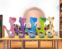 Vista 7 de Hucha de Dinosaurio de Madera para Niños y Niñas, Gran Caja de Monedas Transparente, Juguetes de Dinero Real (Dino-Azul)