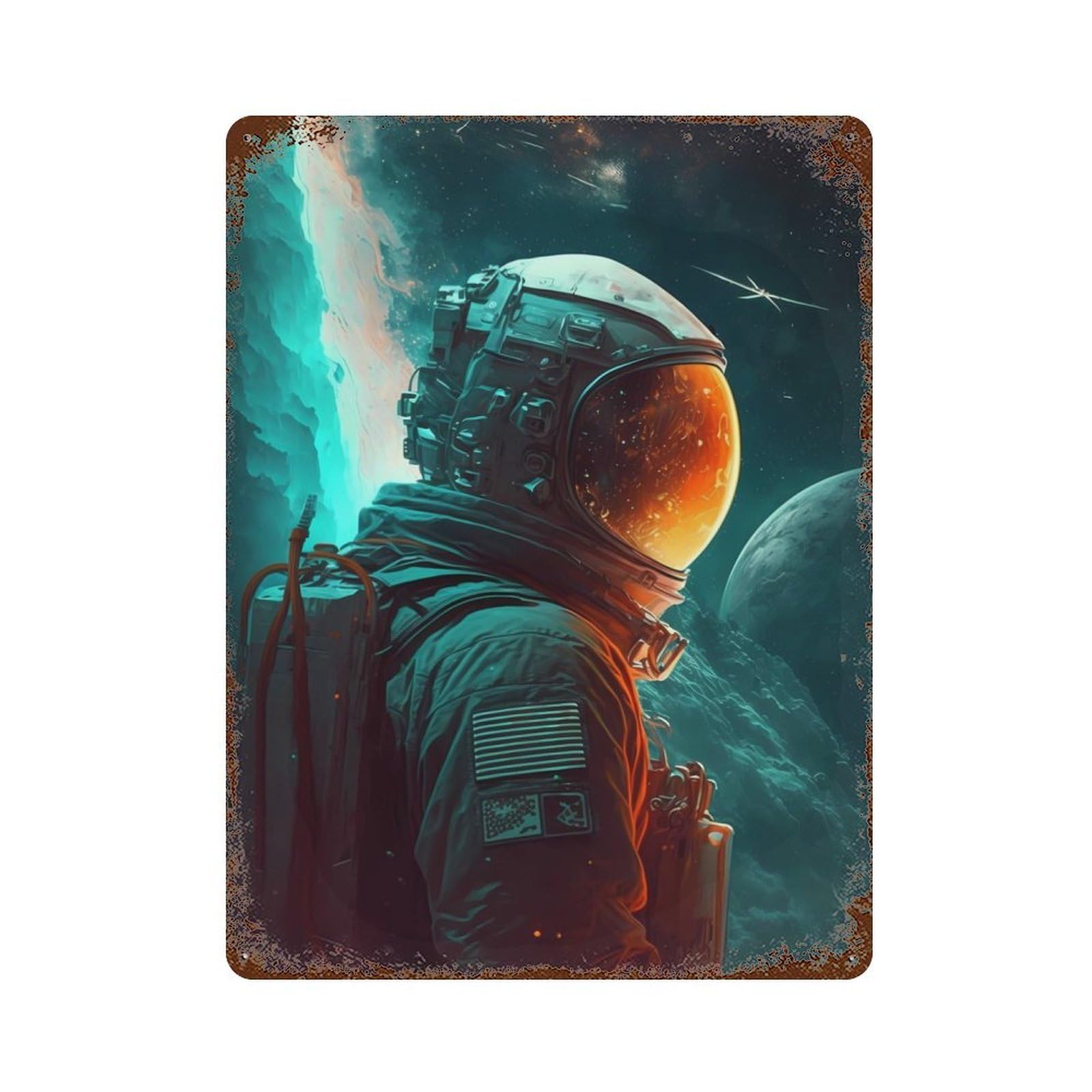 Astronaut Lost in Space Vintage Metal Tin Sign 15.7"x11.8", Ideal for Cafe, Home Bar And Lounge Decor