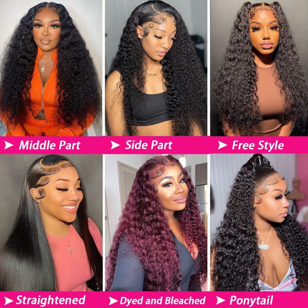 24 Inch Deep Wave Lace Front Wigs Human Hair 13x6 HD Transparent Lace Frontal Wigs Human Hair 200% Density Deep Curly Wigs Human Hair for Women