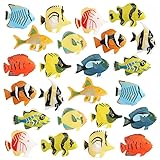 RCOMG 24PCS Tropical Fish Toys, Plastic Sea Creatures Figurines Set, Educational Learning Ocean Anim