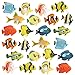 RCOMG 24PCS Tropical Fish Toys, Pastic Sea Creatures Figurines Set, Educational Learning Ocean Animal Figures, Party Favor Miniature Toys Gifts for Boys Girls Kids