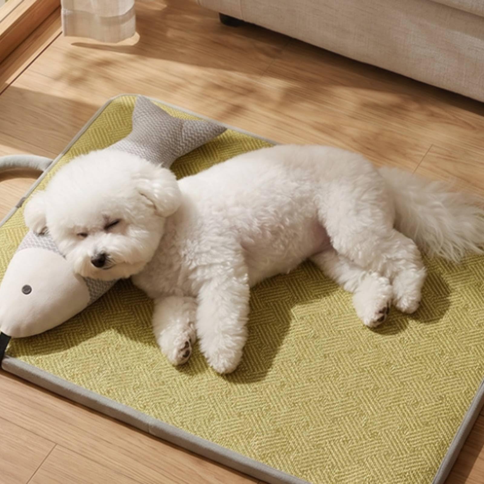 predolo Tapis Rafraîchissant Chien Respirant Panier Chien Lavable Coussin Amovible Produit Animalier pour Été, 90 X 72 Cm, Os