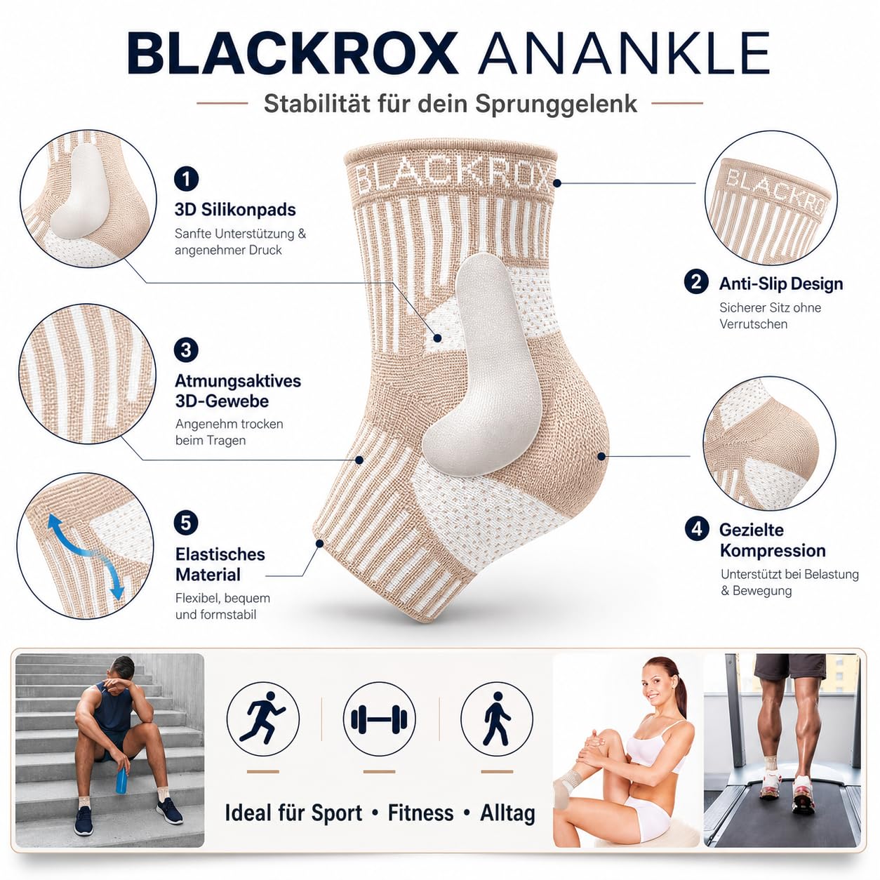 BLACKROX Tobillera [ganador de la comparación 2024] Talla S-L | Para hombre y mujer | Vendaje para el tobillo | Perfecto para deportes, fútbol, correr y culturismo | ANANKLE | Rosa talla S