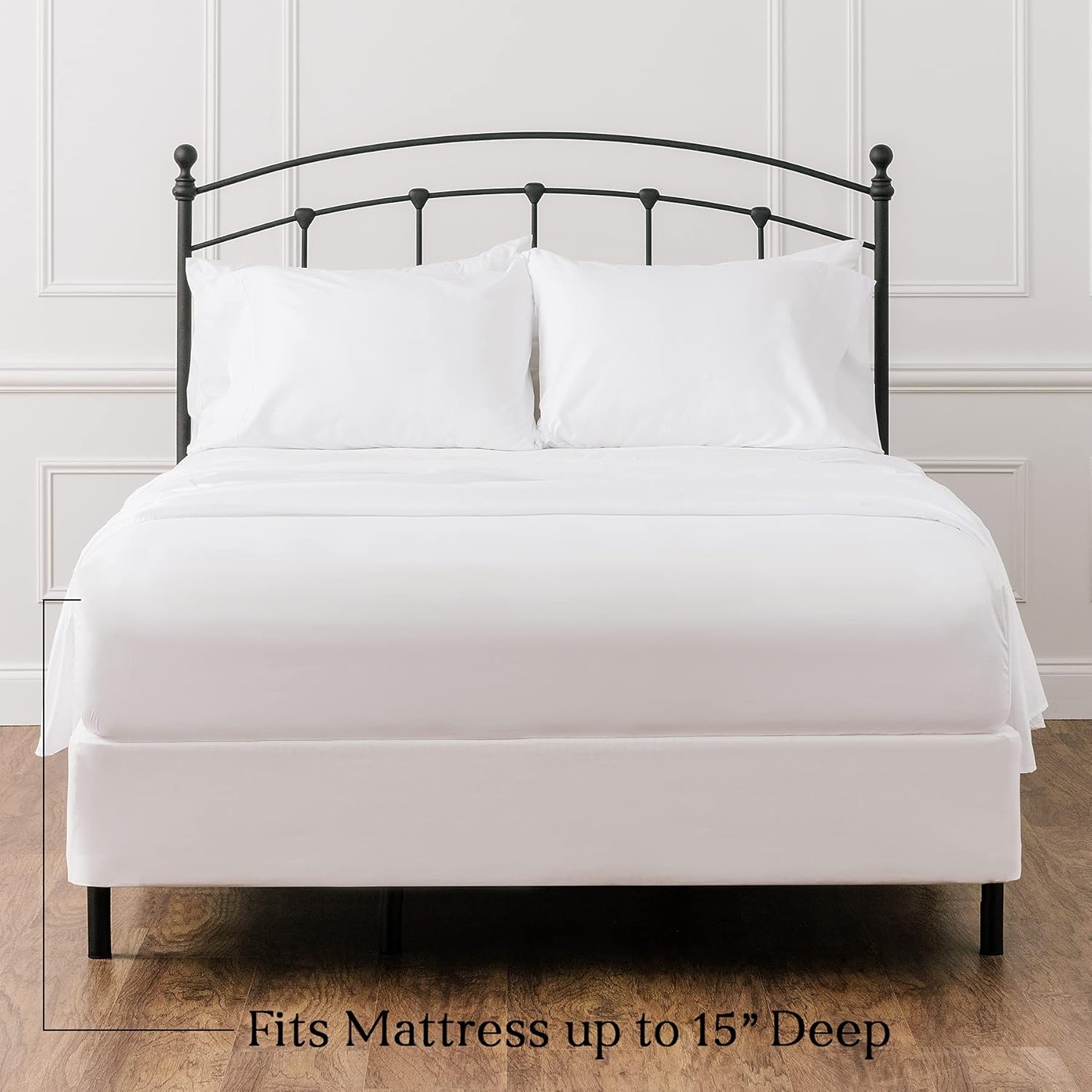 Chanasya Premium Soft Embossed White Queen Bed Sheets Set 4-Piece - Percale Microfiber - Fitted Sheet Flat Sheet & Pillow Cases - Deep Pocket Breathable Wrinkle Resistant (Queen) White