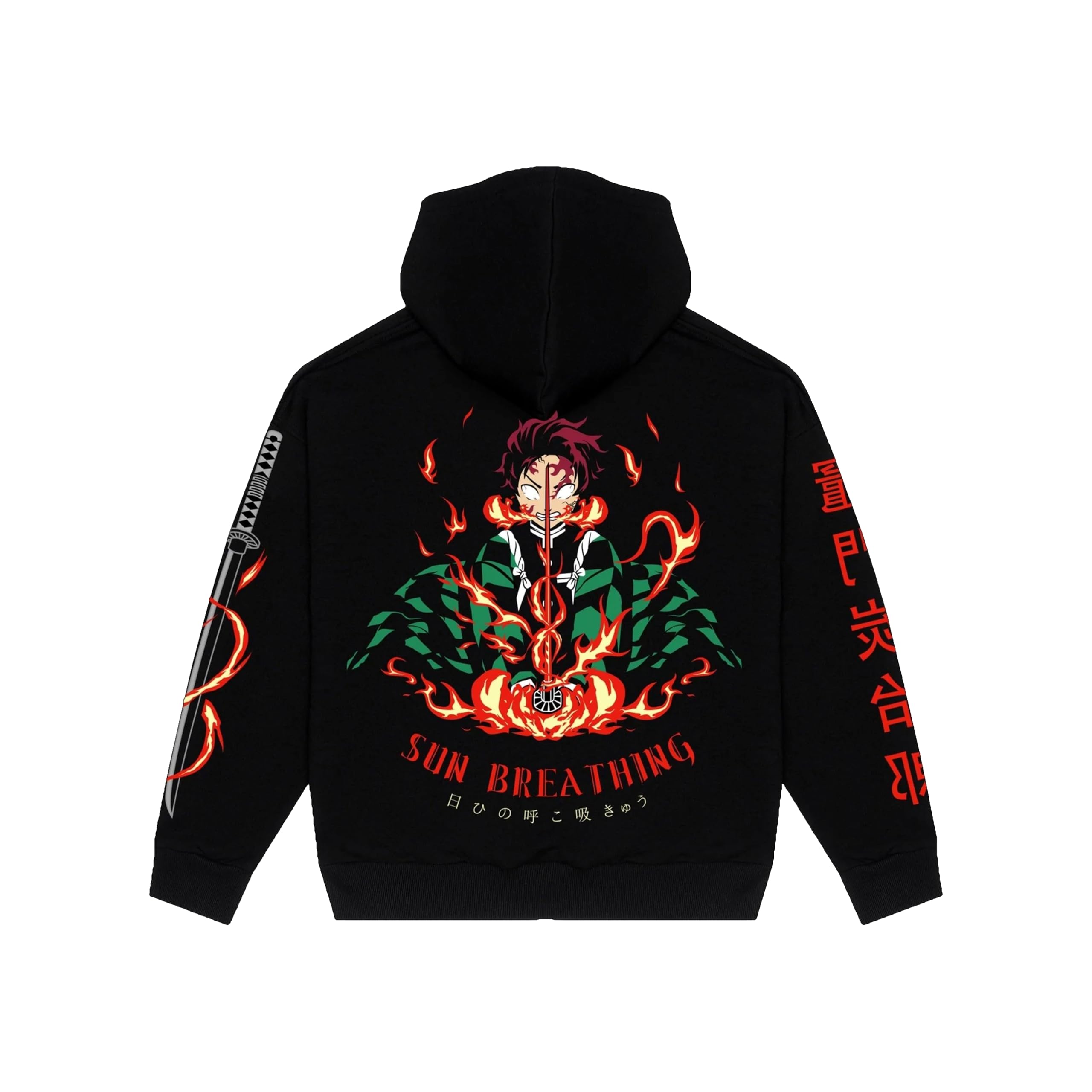 ZAMS Tanjiro Demon Slayer Regular Fit Hoodie Cottton | Anime Merch | Anime Hoodie for Winters | Hooded Neck | Unisex Anime Printed Hoodie | Black Color