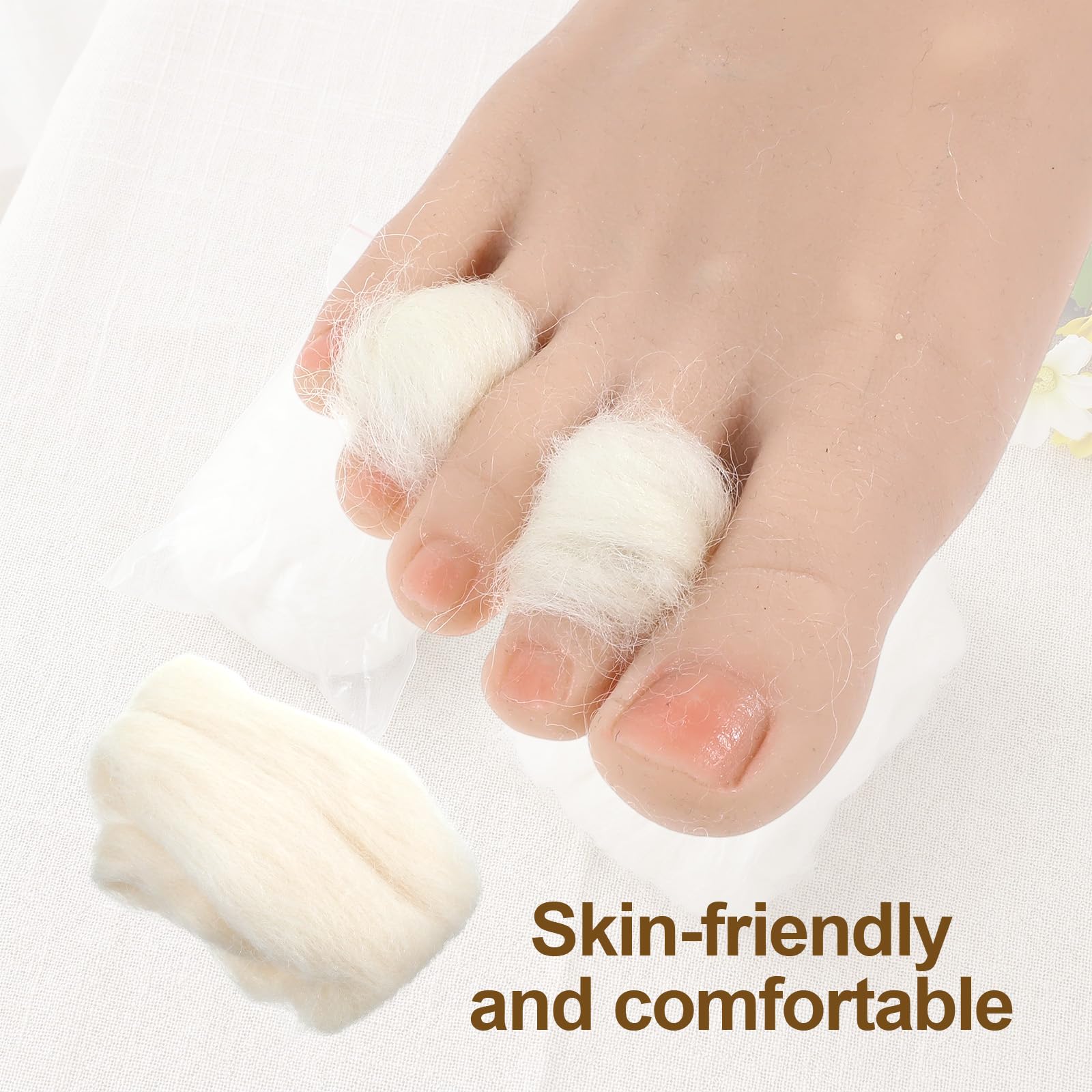 2 Stück Lammwolle für Zehen Schafwolle Lambs Wool Padding for Toe Lammwolle Kissen für Ballenzehen Sanft Atmungsaktiv Weiche Zehentrenner Wollpads Reduzierung von Reibung