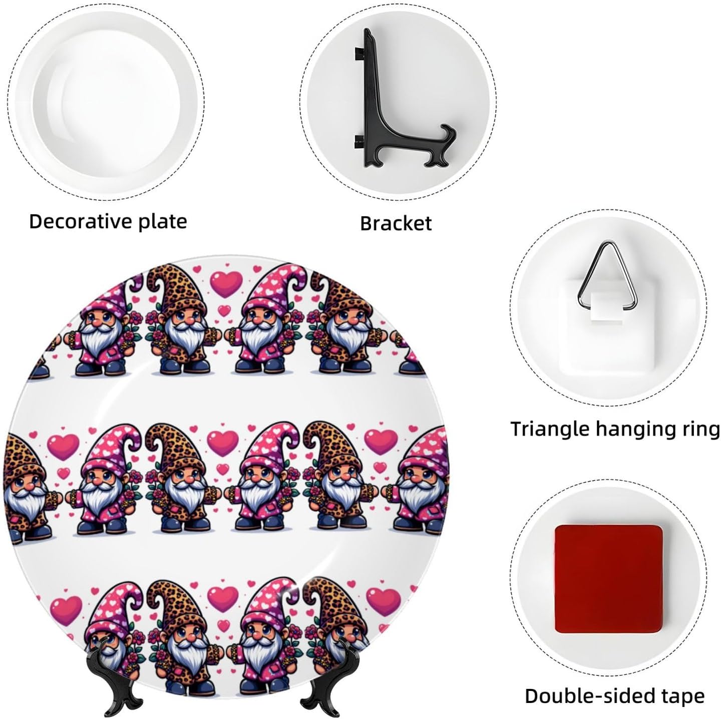 Valentine-Heart-Leopard 10 Inch Decorative Plate With Stand, Elegant Display Wall Plate For Home Decor