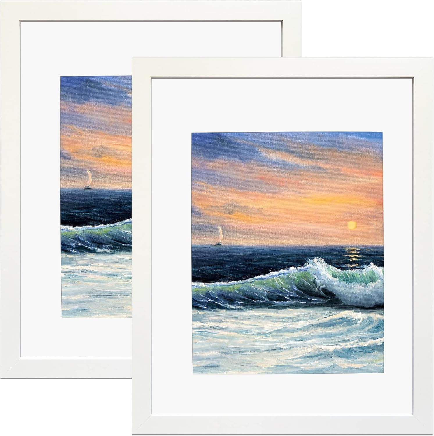 LUCKYLIFE 16x20 Picture Frames White Poster Frame, Display 11x14 with Mat or 16x20 without Mat, Wall Photo Frame, Pack of 2 White 16x20