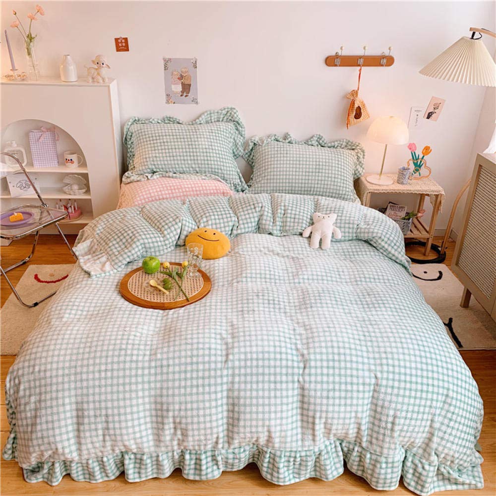 クリーム色フリル付きキングカバーセット