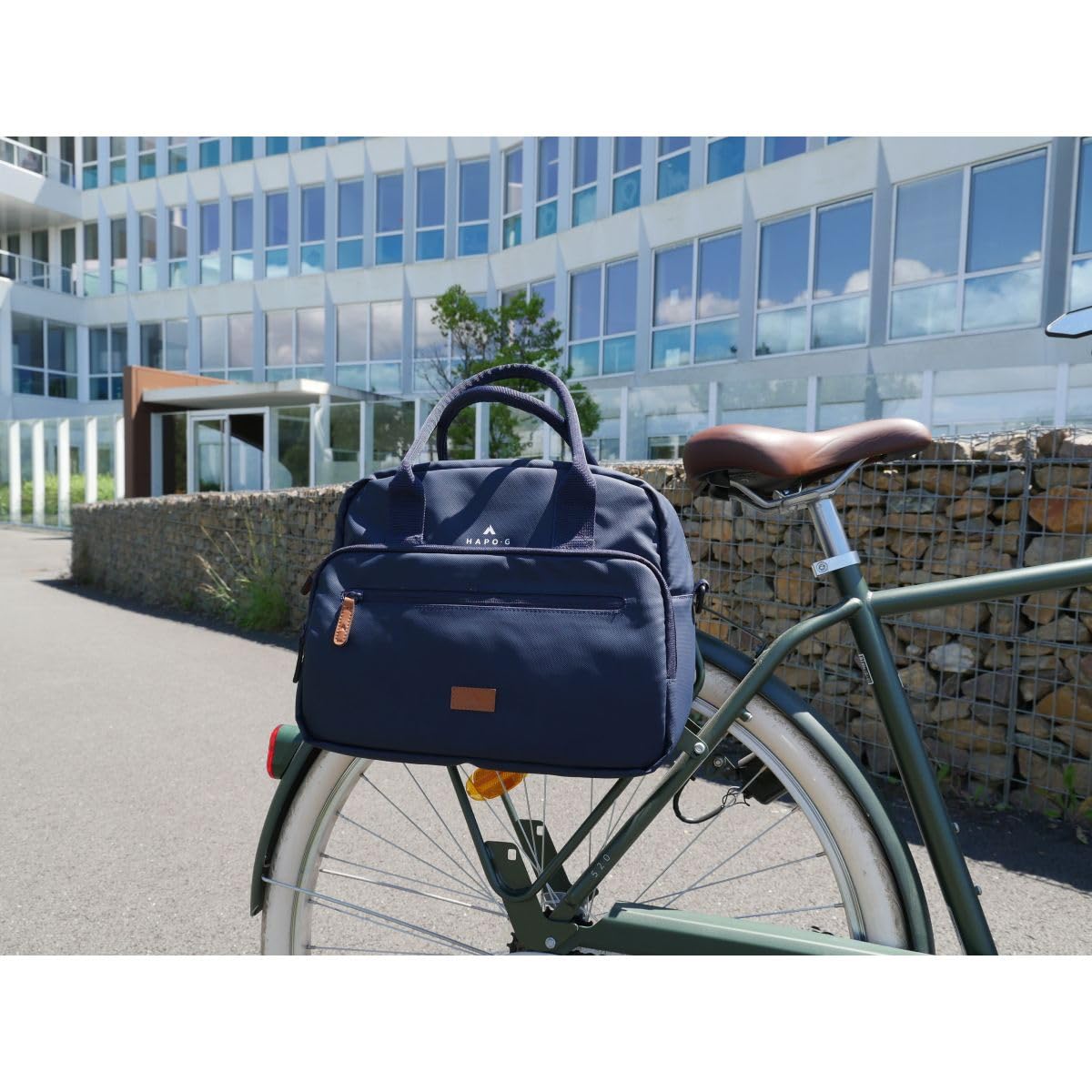 Hapo-G - Sacoche vélo - Fixation Porte-Bagage arrière ou Guidon Avant - Capacité de 14L - Bleu - 34 x 15 x 28 cm - Accessoire vélo électrique (VAE), VTT, VTC, Ville