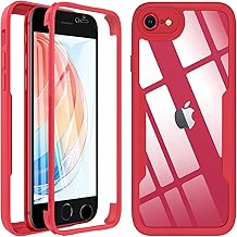Hensinple Case for iPhone SE 2022 4.7 inch, iPhone SE2020/iPhone 8/iPhone 7 Case with Screen Protector, 360 Shockproof Protective Case Cover for iPhone SE 2022/SE 2020/8/7 - Dark Red