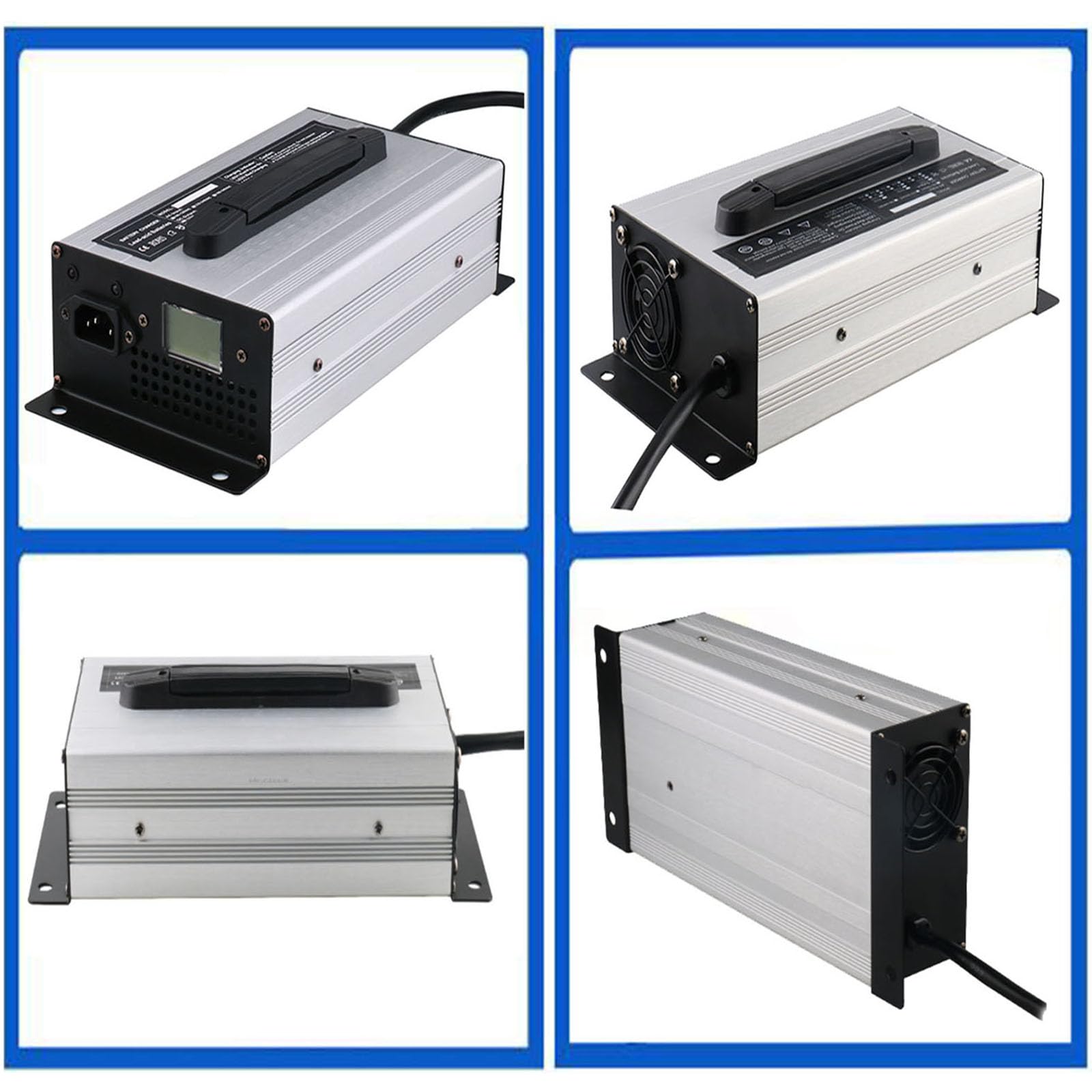 Caricabatterie per Carrelli Elevatori 48V 20A, Caricabatterie Intelligente Completamente Automatico con Connettore Anderson 50A/120A/175A/350A Display LCD