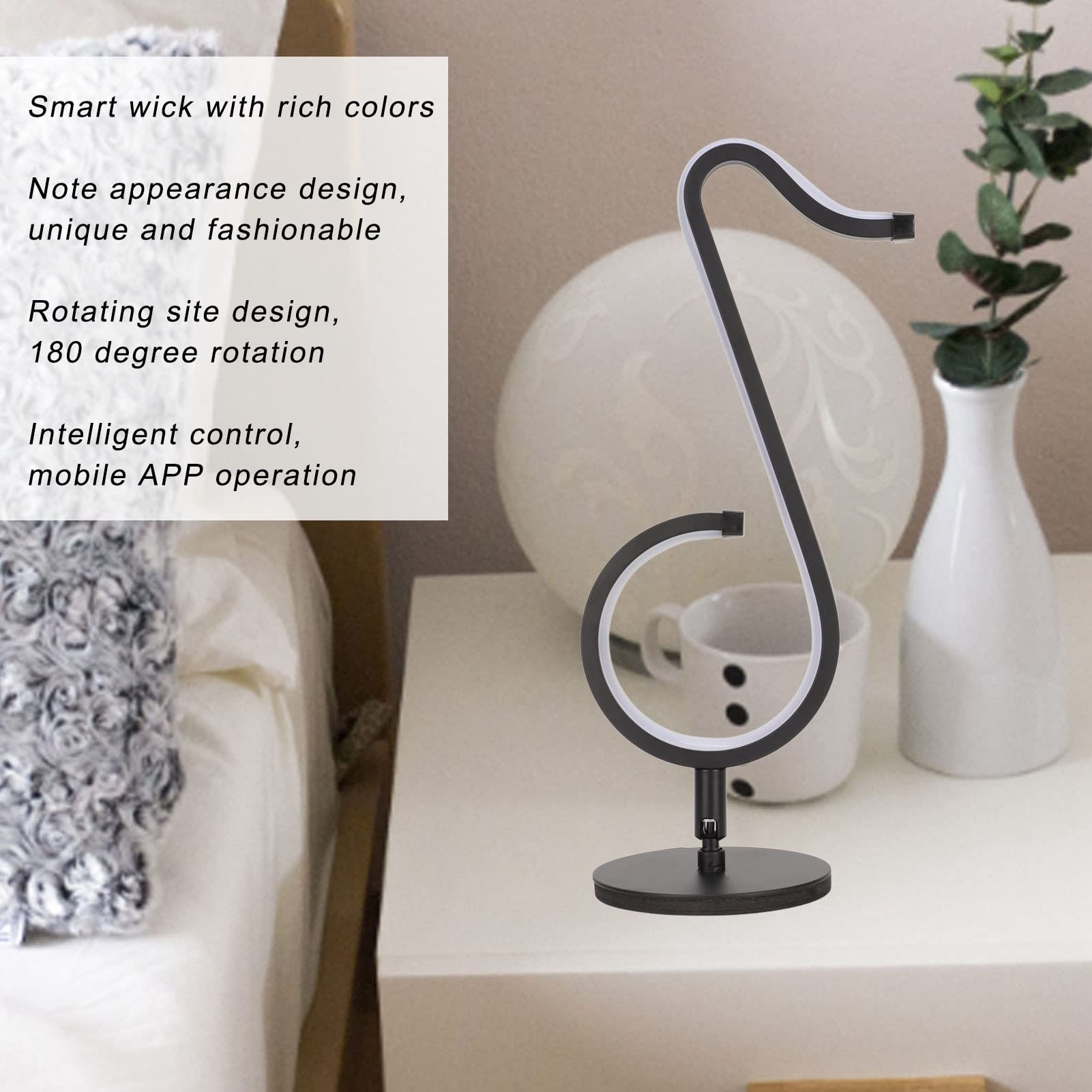 Uwaga Lampa na biurko Lampa ścienna, podstawa obrotowa o 180 stopni, aplikacja mobilna Smart Control, kolorowa fajna lampa biurkowa do dekoracji ścian biurka Działa z Androidem 4.4 i OS X 11.0 i nowsz